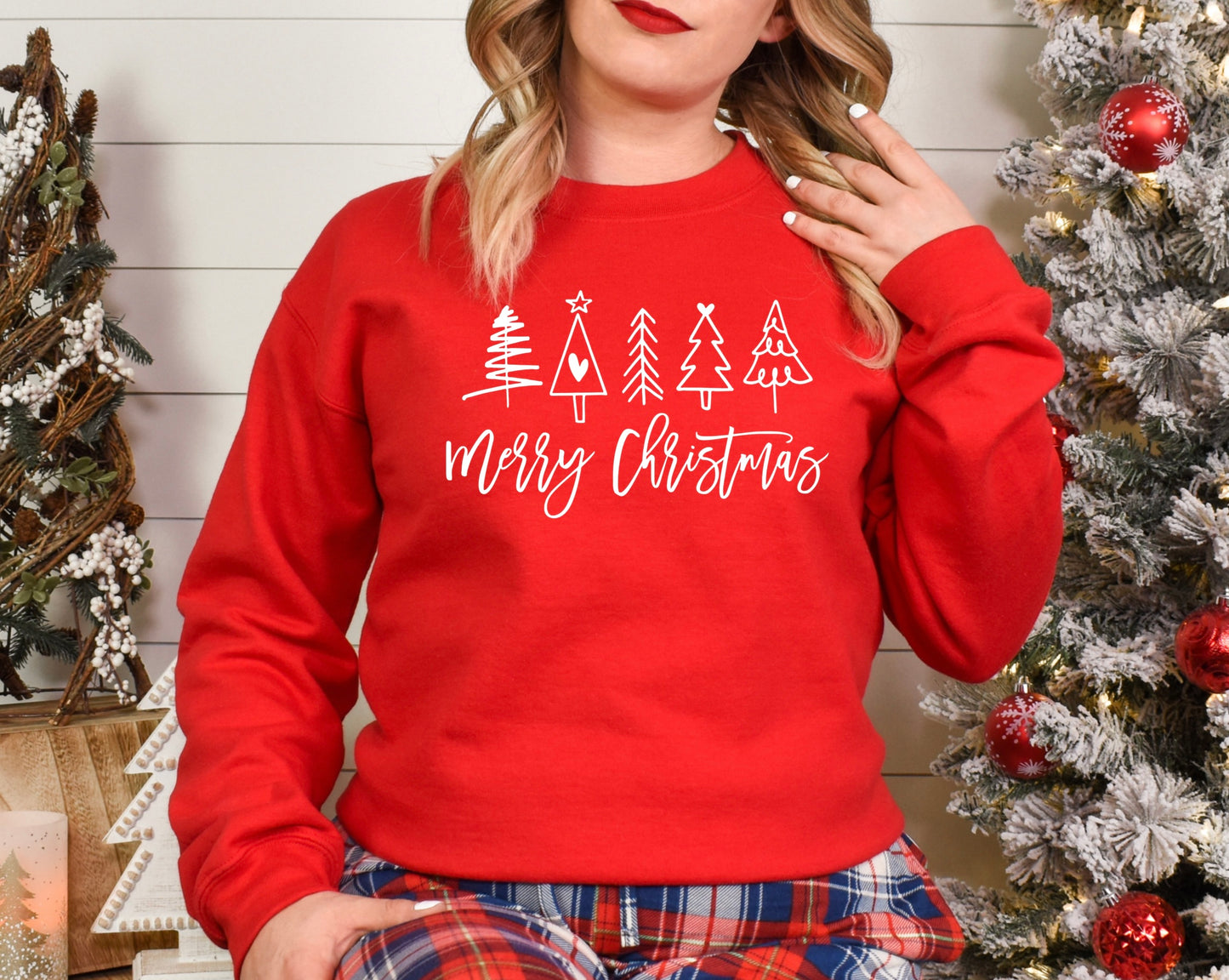 Merry Christmas Trees Crewneck