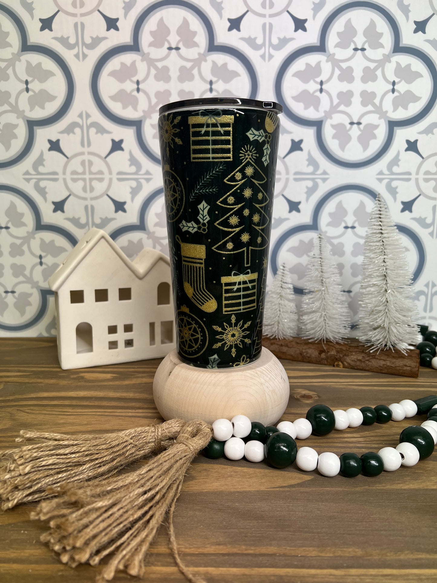 Green and Gold Christmas Tumbler