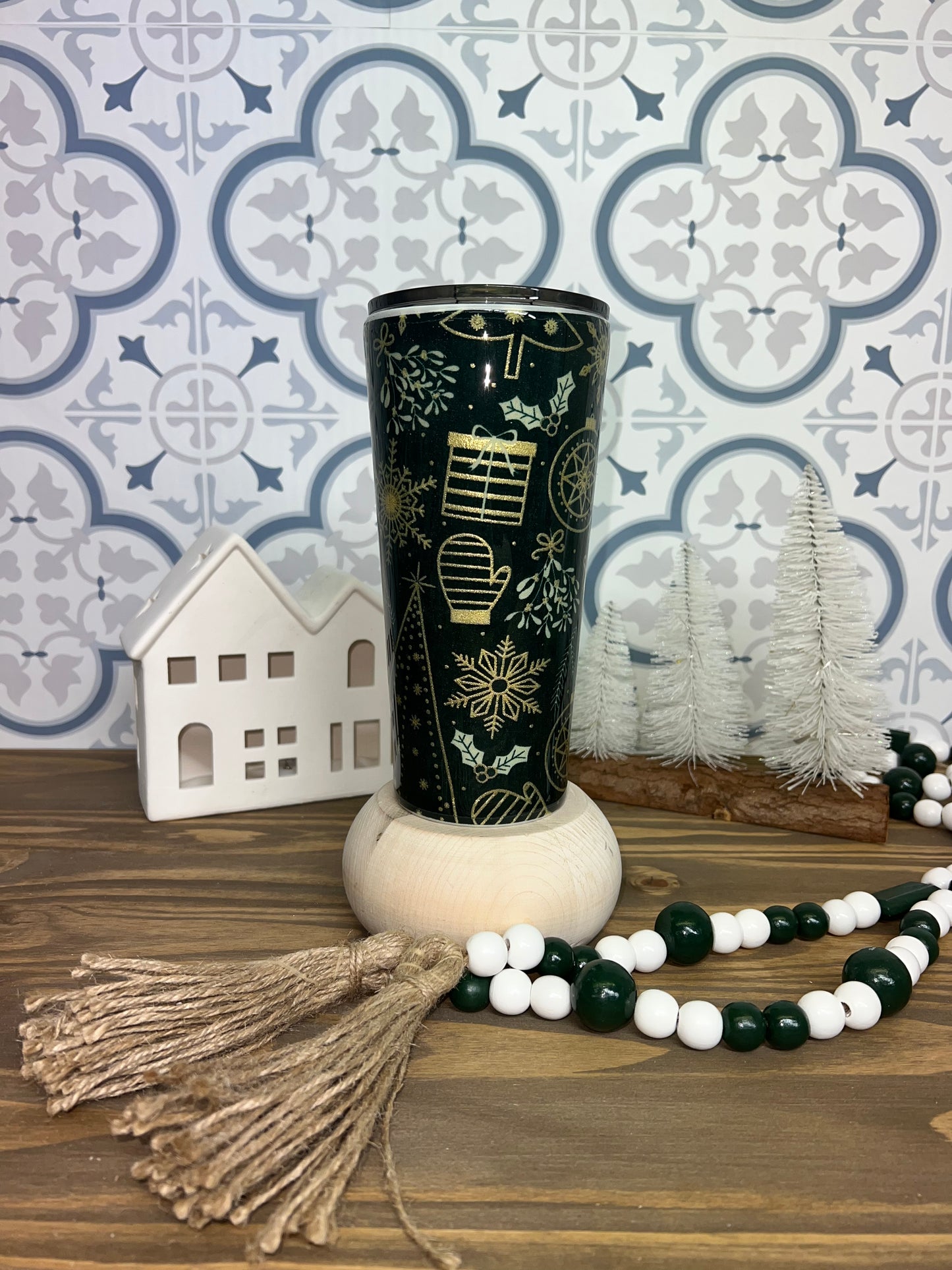 Green and Gold Christmas Tumbler