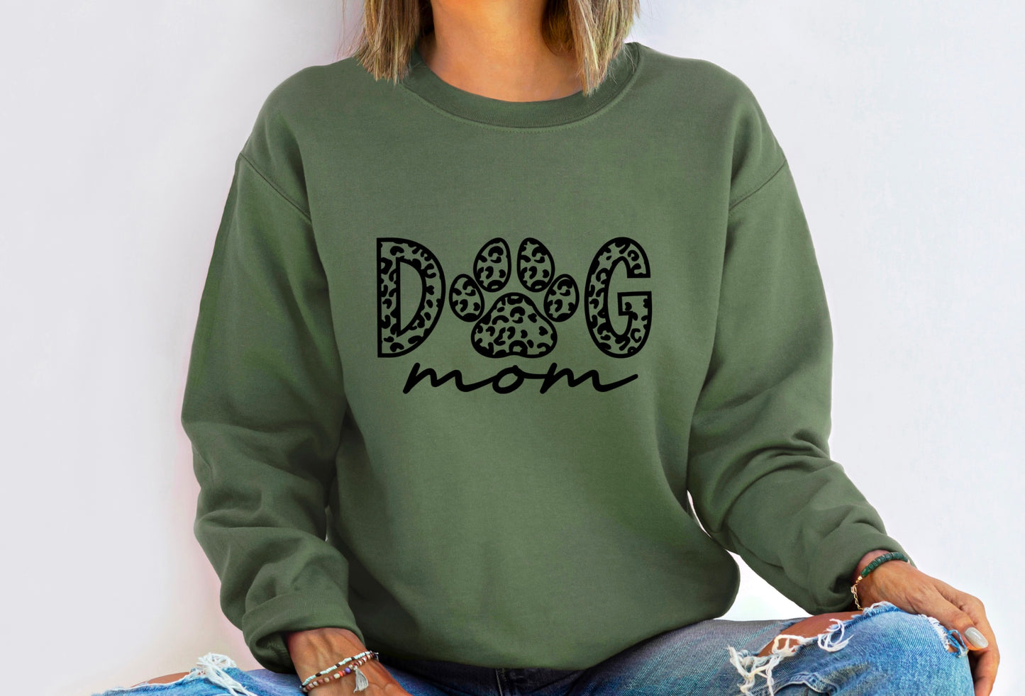 Dog Mom Leopard Print Super Soft Crewneck