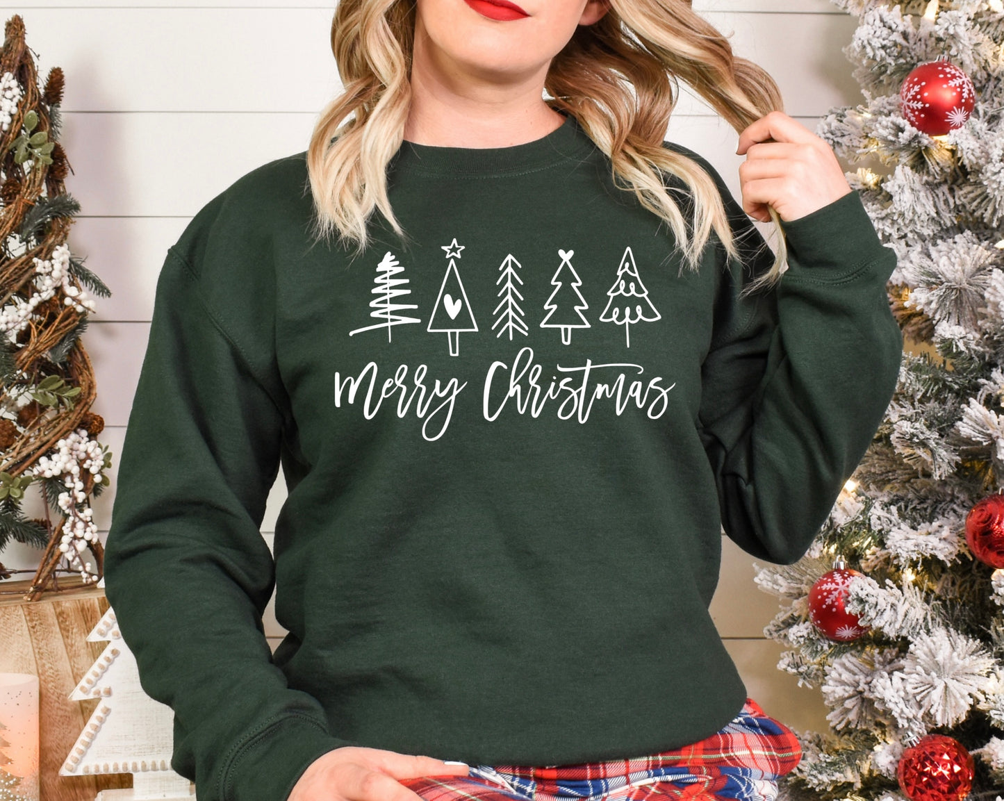 Merry Christmas Trees Crewneck