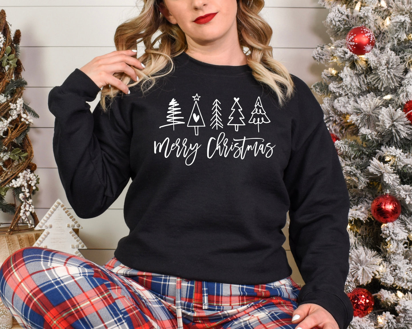 Merry Christmas Trees Crewneck