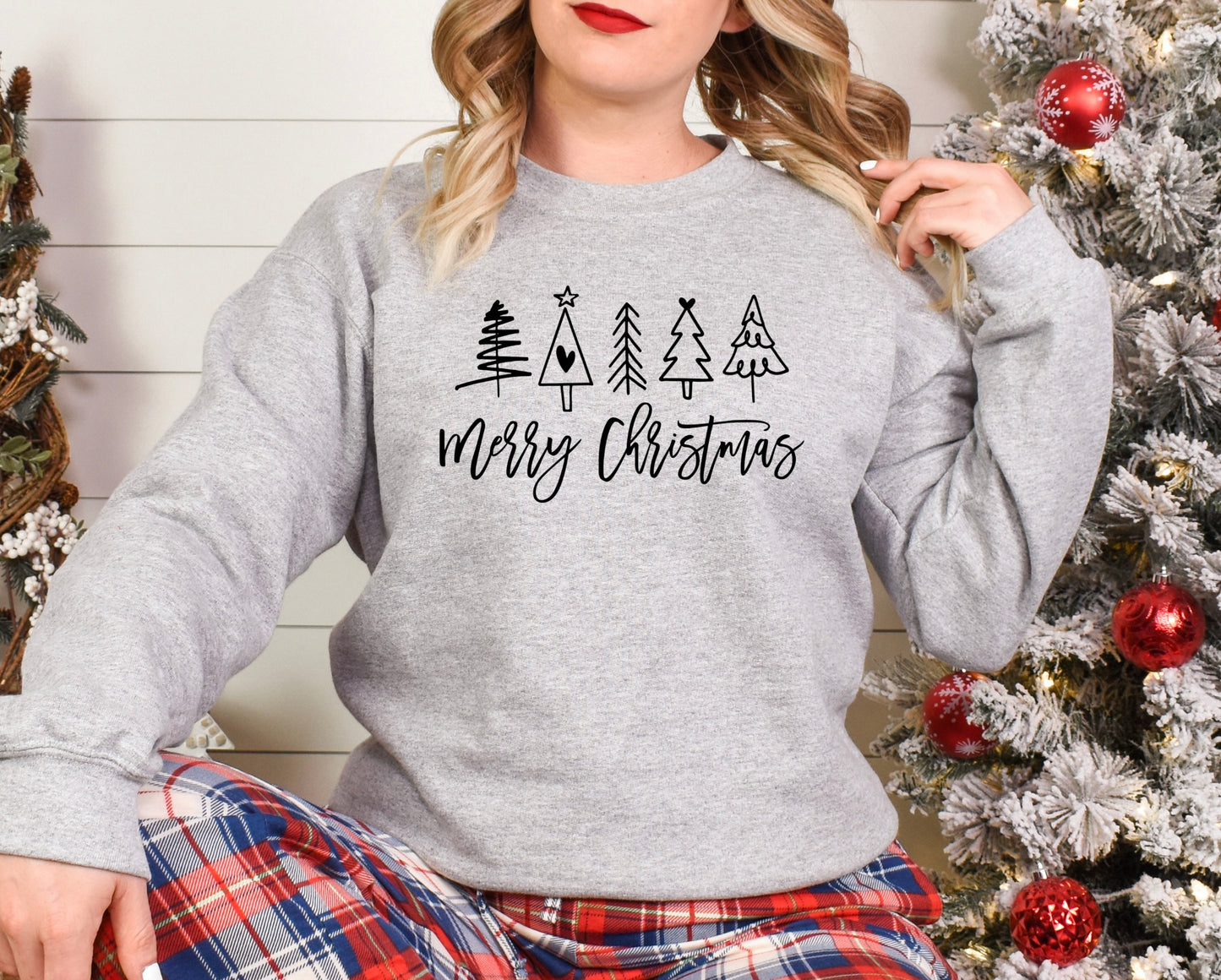 Merry Christmas Trees Crewneck