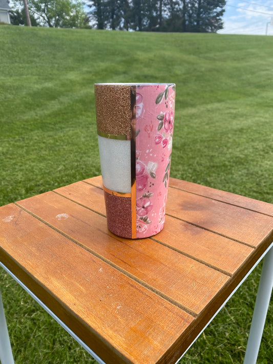 Split Color Floral Tumbler