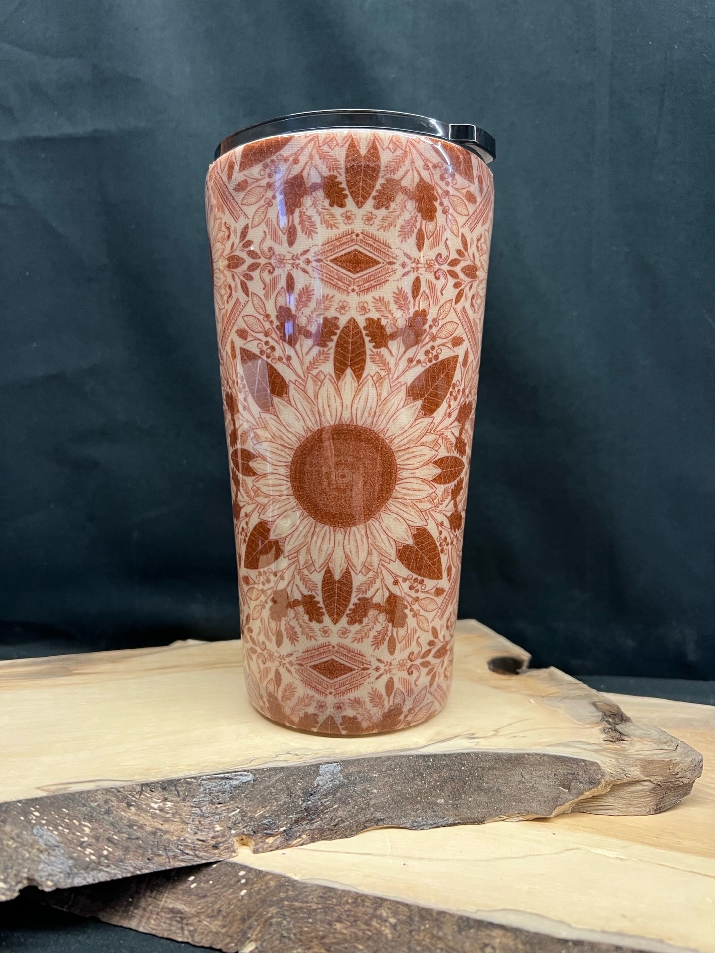 Copper Sunflower Fabric Tumbler