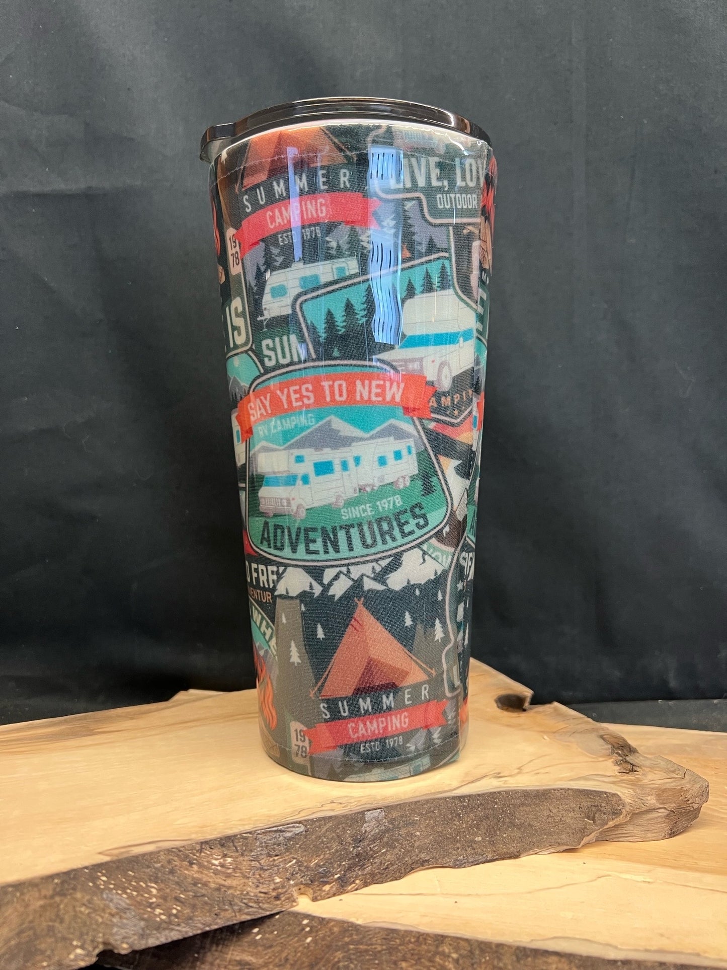 Camper Fun Fabric Wrap Tumbler